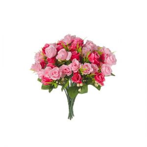 Искусственные цветы - Роза в букете 7 цветов розовый E4-238R. Фото 2
