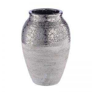 Декоративная ваза Фактура 160х160х250, серый металлический Cha1 - фото.