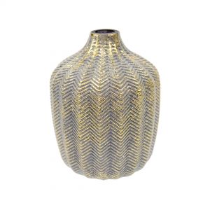 Декоративная стеклянная ваза 140х140х190, серый с золотым напылением NGB- 27. Картинка.