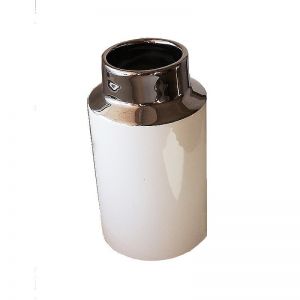 Фото. Декоративная ваза Контраст 100x100x200, белый с серебром Cha11-M.