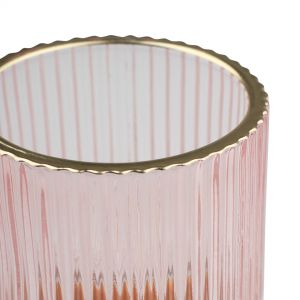Картинка: Декоративный подсвечник 70х70х80, цветное стекло розовый, золотой.