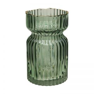 Декоративная ваза из стекла 120х120х190, зеленый Fancy77. Фото 1.