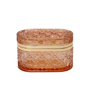 Стеклянная шкатулка 135х80х85, овальная с крышкой Fancy104. Картинка.