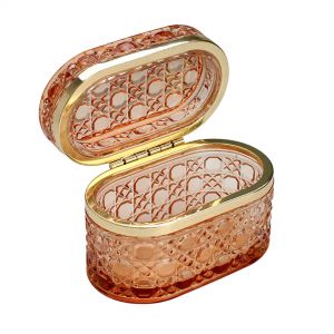 Стеклянная шкатулка 135х80х85, овальная с крышкой Fancy104. Фото.