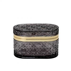 Шкатулка с крышкой овальная, черный, золотой Fancy105 - Фото.
