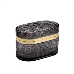 Шкатулка с крышкой овальная, черный, золотой Fancy105 - Изображение.