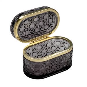 Шкатулка с крышкой овальная, черный, золотой Fancy105 - Картинка.