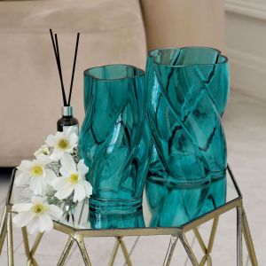Изображение 2. Декоративная ваза из стекла 110х110х200, бирюзовый Ekg-27.