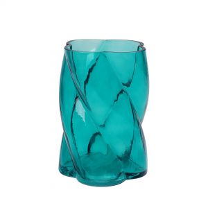 Декоративная ваза из стекла 135х135х190, бирюзовый Ekg-28. Фото 1.