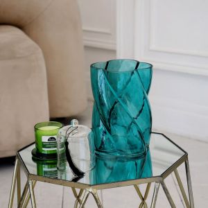 Декоративная ваза из стекла 135х135х190, бирюзовый Ekg-28. Фото 3.