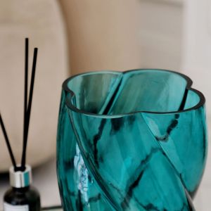 Декоративная ваза из стекла 135х135х190, бирюзовый Ekg-28. Фото 4.