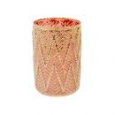 NGB-35 Декоративная стеклянная ваза-подсвечник 110х110х165, розовый с золотым напылением