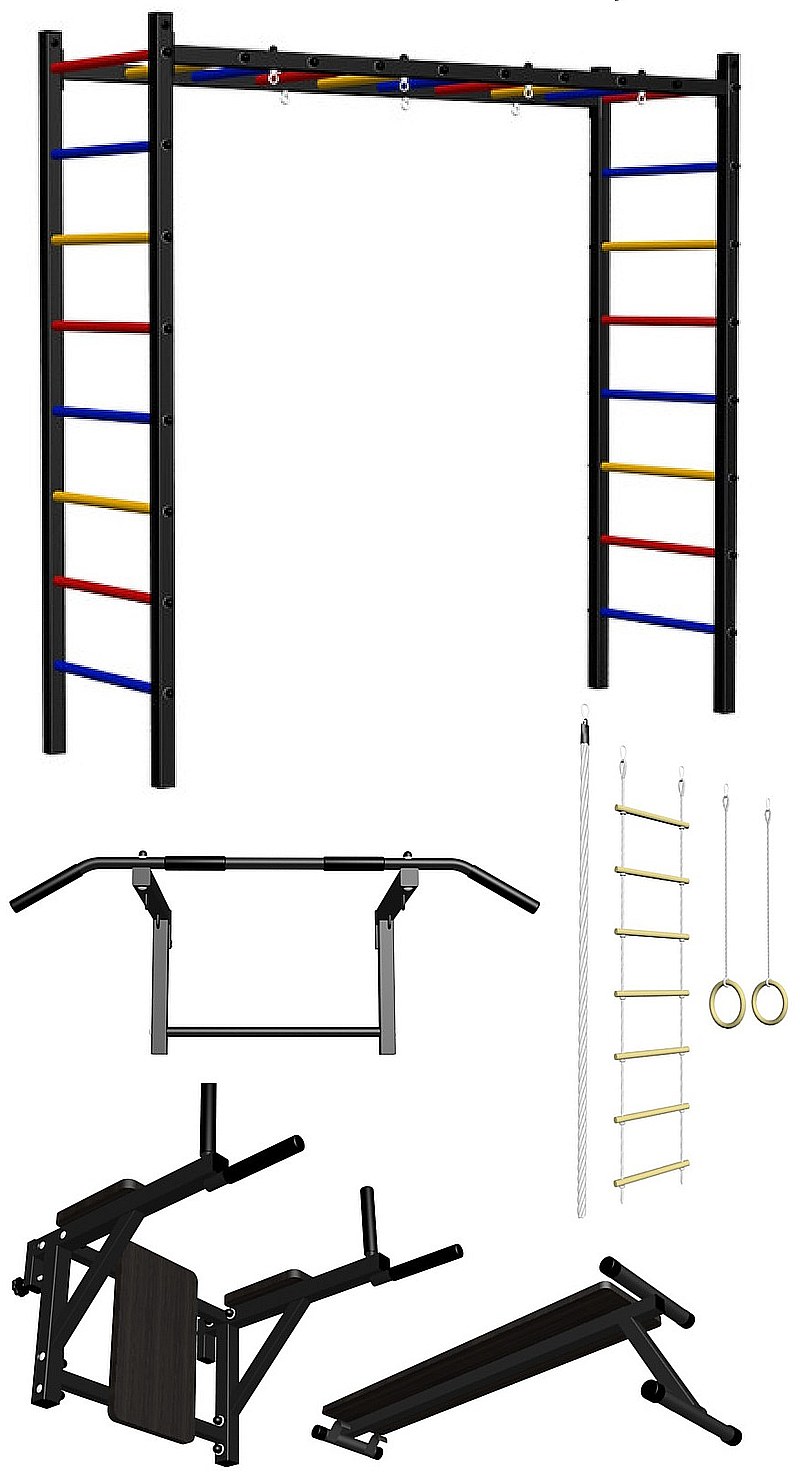  Рисунок лестницы рукохода и дополнительного спортивного оборудования.